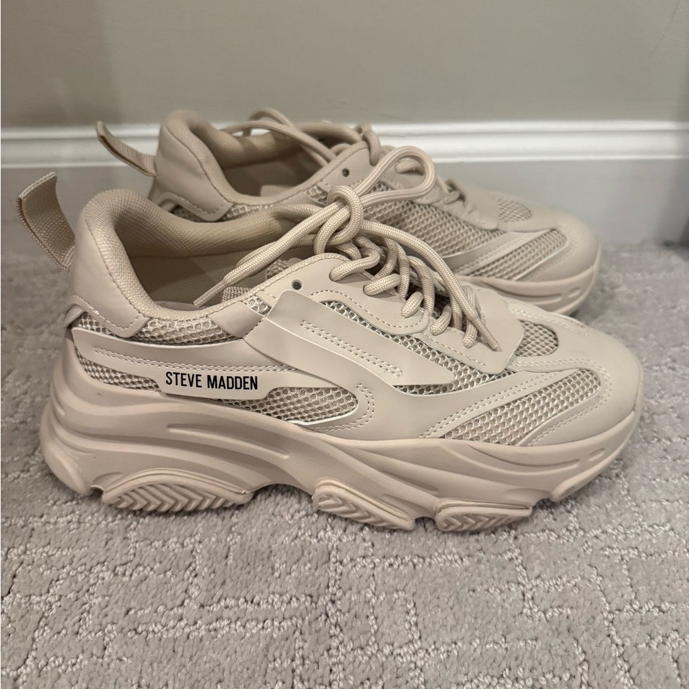 Women’s Steve Madden Possession Platform Sneakers-Bone